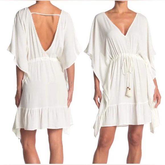 Maaji 🌴 White Kaftan Cover Up 🌸 Dress 🏝️🍹 - Picture 2 of 9